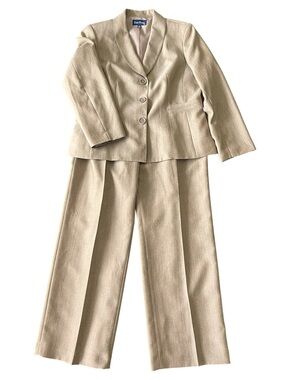 Evan Picone Honey Wheat Chevron Weave 2 Piece Pant Suit (18)